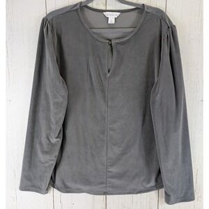 Liz Claiborne Size XL Gray Velvet‎ Long Sleeve Womens Blouse Top
